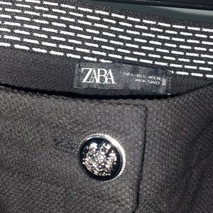 Zara Basic Elastic High Waist Ankle pant/trousers Black